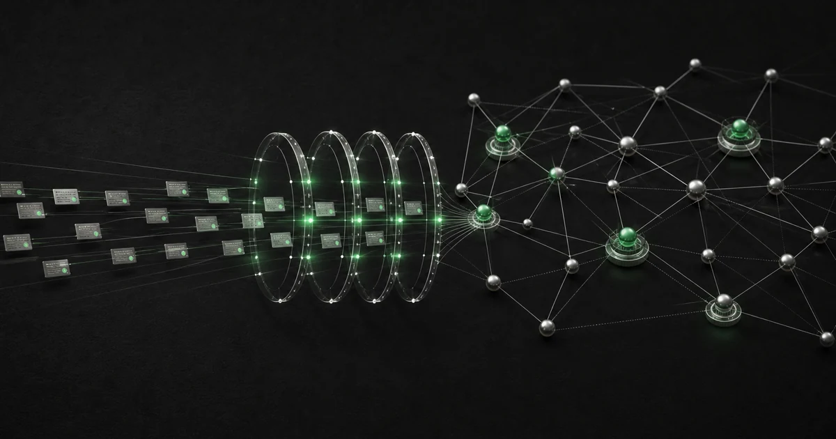 Abstract validator network passing identity manifests through four bounded trust gates